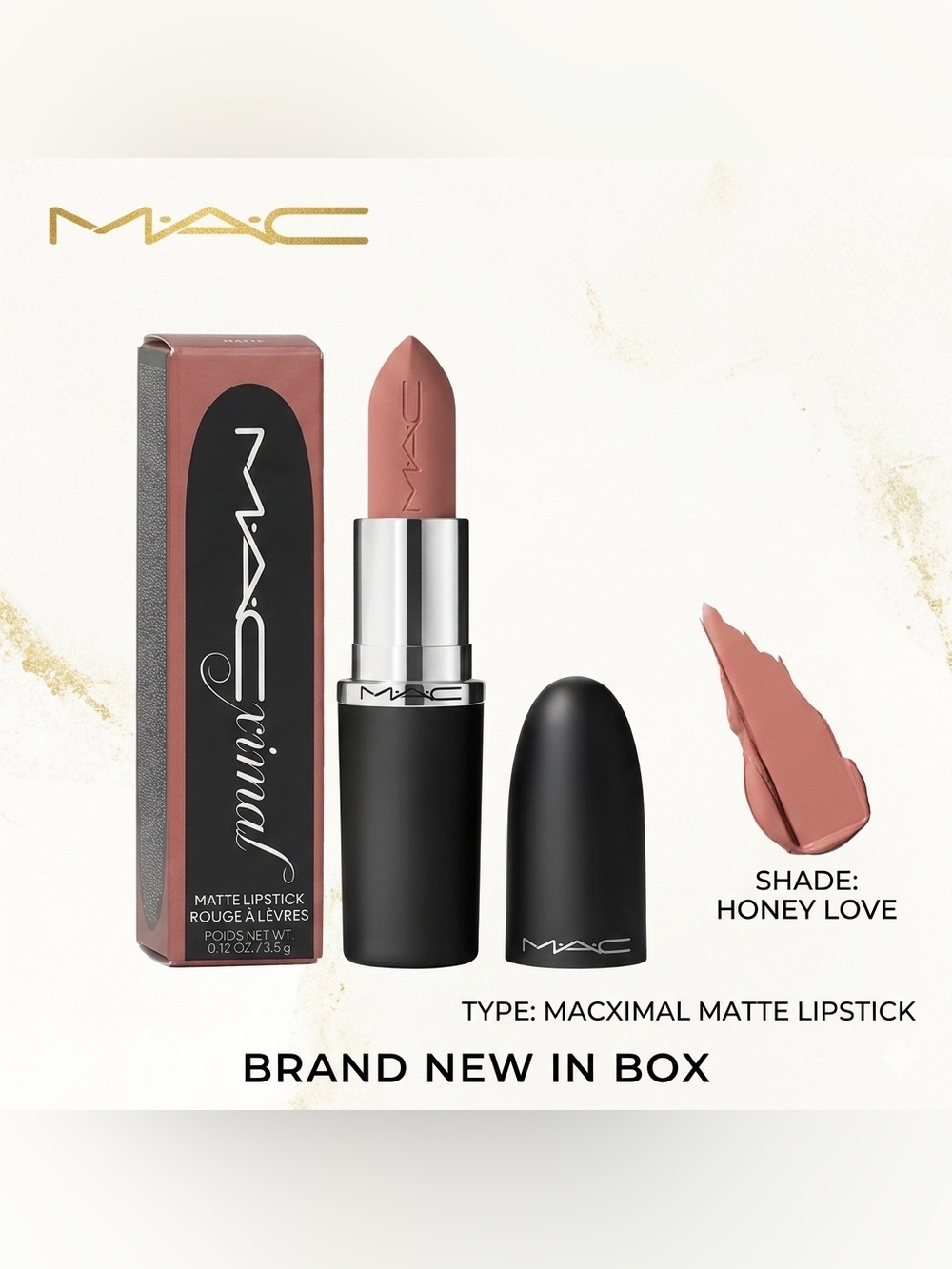 MAC Macximal Silky Matte Lipstick - Honeylove - ( Nude Pink ) - BRAND NEW IN BOX